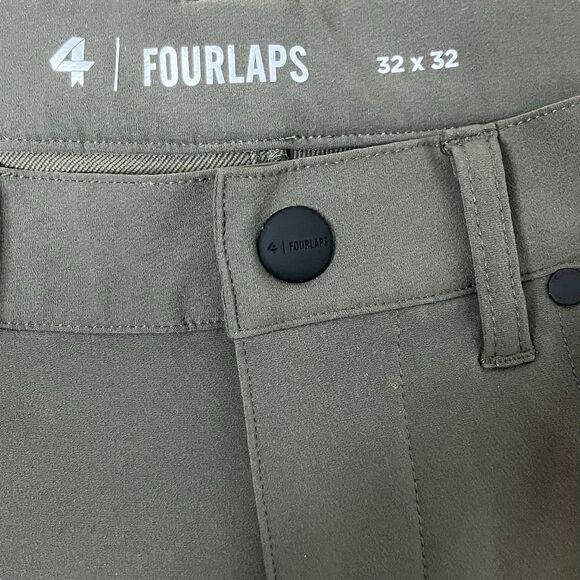 4 Fourlaps Pants Mens 32x32 Green Skinny Traverse Chino 4Way Stretch 1072 *READ - Picture 4 of 9